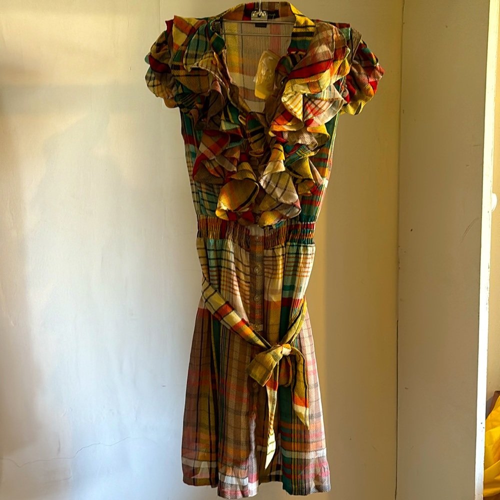 NWT Forever 21 Multi colored plaid button mini dress.  Small. Never worn. - Picture 2 of 7